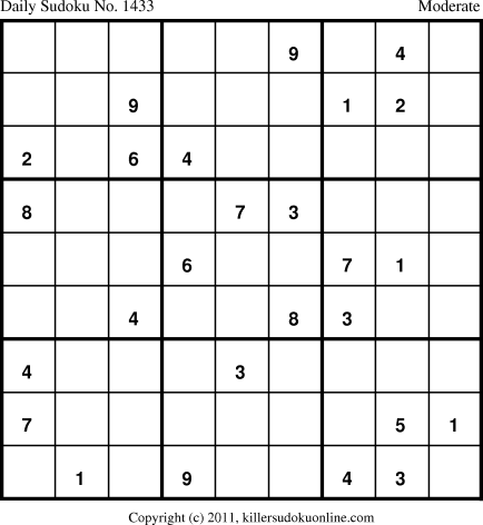 Killer Sudoku for 2/4/2012