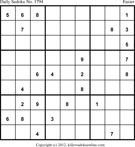 Killer Sudoku for 1/30/2013