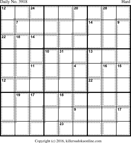 Killer Sudoku for 9/9/2016