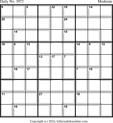 Killer Sudoku for 11/2/2016