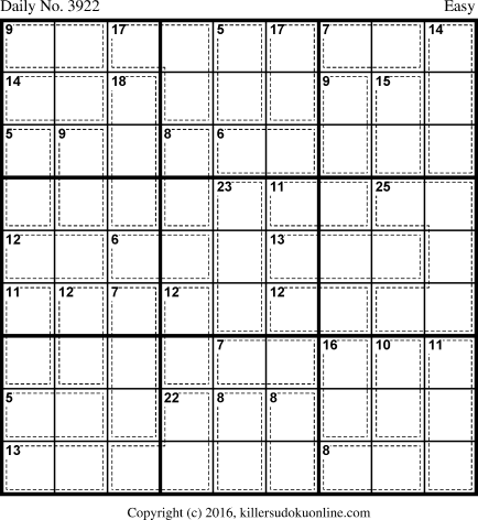 Killer Sudoku for 9/13/2016