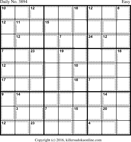 Killer Sudoku for 8/16/2016