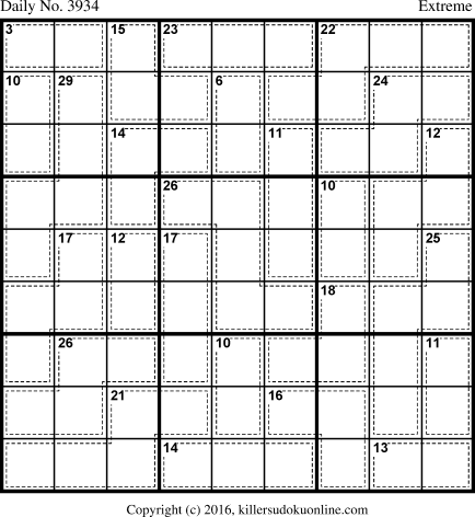 Killer Sudoku for 9/25/2016