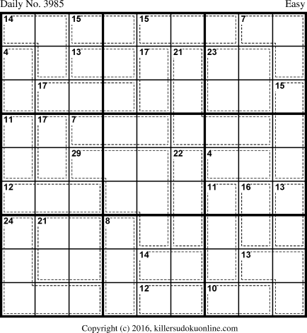 Killer Sudoku for 11/15/2016