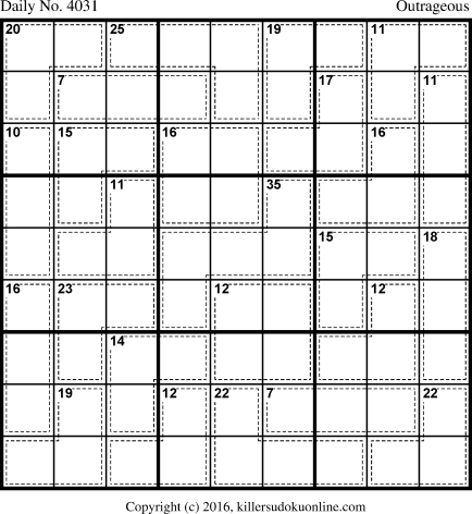 Killer Sudoku for 12/31/2016