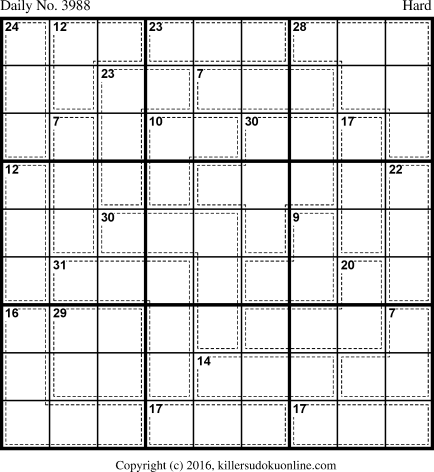 Killer Sudoku for 11/18/2016