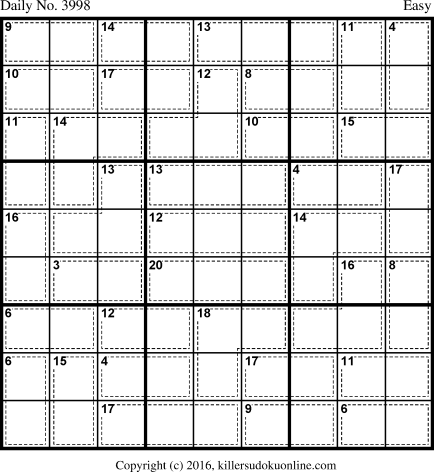 Killer Sudoku for 11/28/2016