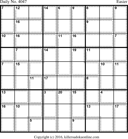 Killer Sudoku for 1/16/2017
