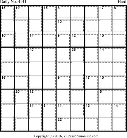 Killer Sudoku for 4/20/2017