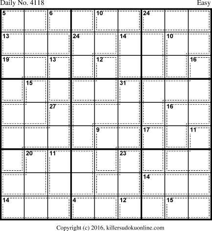 Killer Sudoku for 3/28/2017