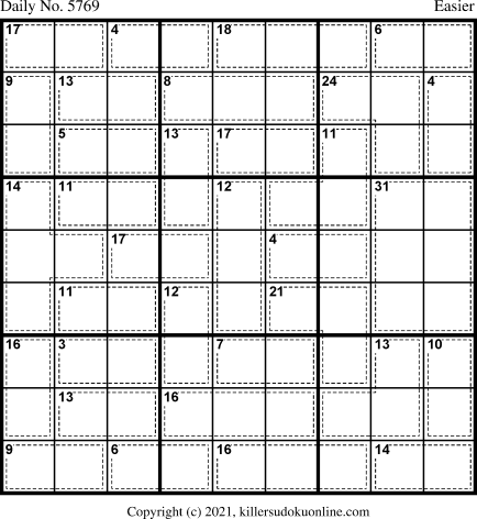 Killer Sudoku for 10/4/2021