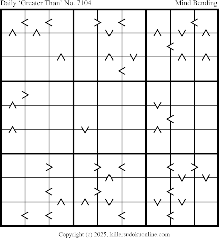 Greater Than Sudoku for  9/25/2025