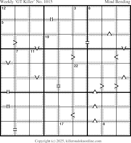 Greater Than Killer Sudoku for the week starting 9/22/2025