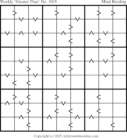 Greater Than Sudoku for the week starting 9/22/2025