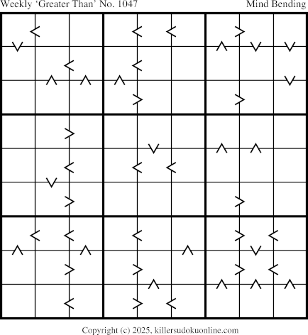 Greater Than Sudoku for the week starting 12/15/2025