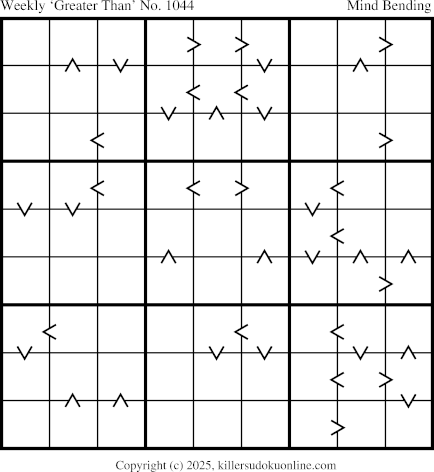 Greater Than Sudoku for the week starting 11/24/2025