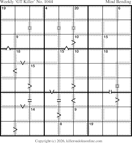 Greater Than Killer Sudoku for the week starting 4/20/2026