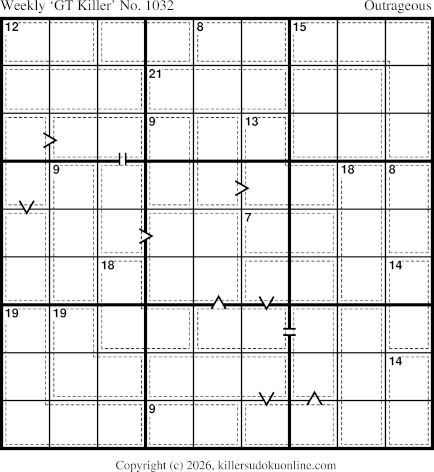 Greater Than Killer Sudoku for the week starting 1/26/2026