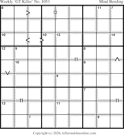 Greater Than Killer Sudoku for the week starting 6/22/2026