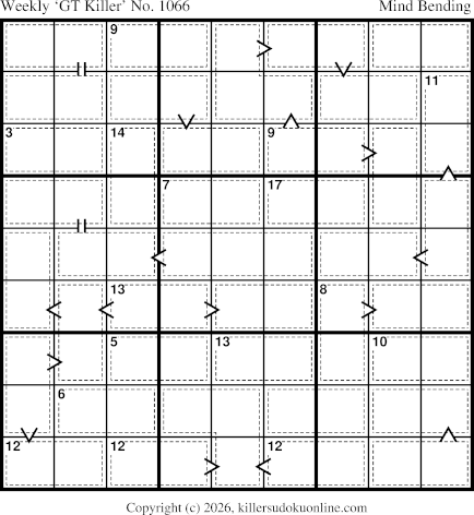Greater Than Killer Sudoku for the week starting 9/21/2026