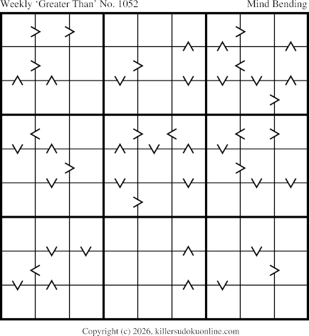 Greater Than Sudoku for the week starting 1/26/2026