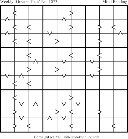 Greater Than Sudoku for the week starting 6/22/2026