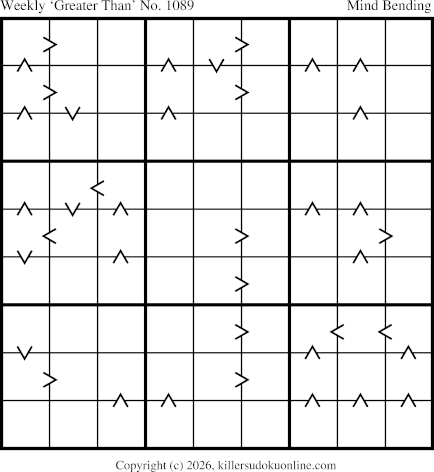 Greater Than Sudoku for the week starting 10/12/2026